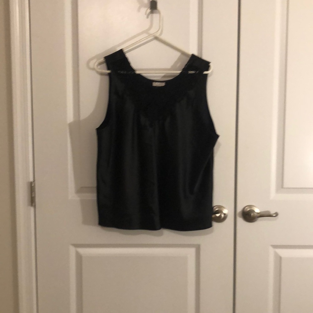 Black polyester with lace top cami